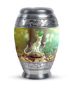White Cat Urns For Funeral Ashes - Green Pet Cremation Urn For Cats