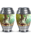 White Cat Urns For Funeral Ashes - Green Pet Cremation Urn For Cats