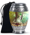 White Cat Urns For Funeral Ashes - Green Pet Cremation Urn For Cats