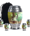 White Cat Urns For Funeral Ashes - Green Pet Cremation Urn For Cats