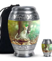 White Cat Urns For Funeral Ashes - Green Pet Cremation Urn For Cats