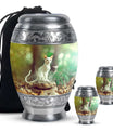 White Cat Urns For Funeral Ashes - Green Pet Cremation Urn For Cats