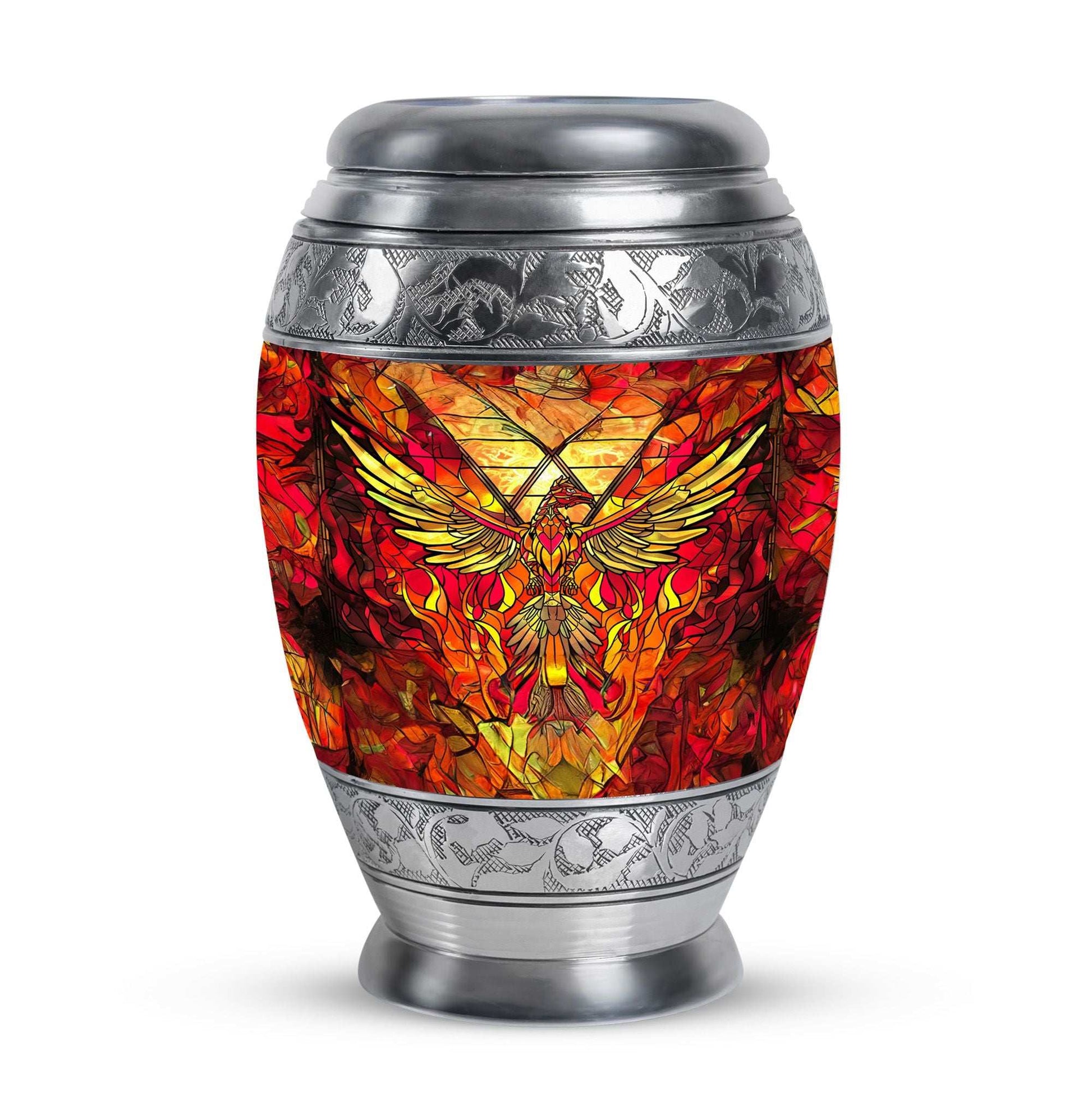 Phoenix Human Ashes Urns Large - Orange Phoenix Art Urn For Funeral