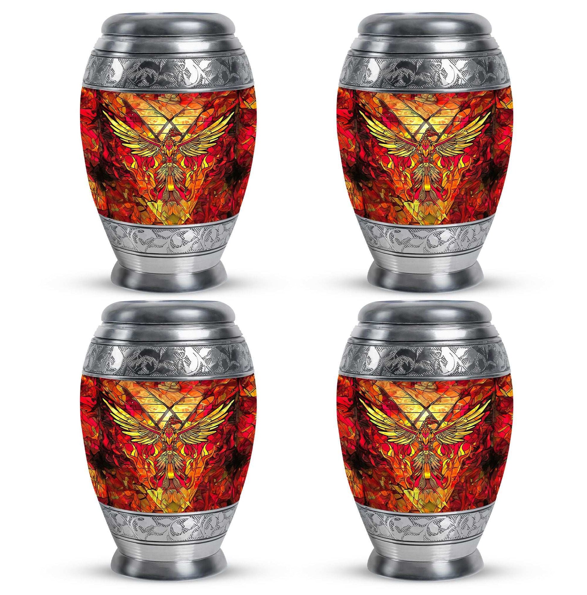 Phoenix Human Ashes Urns Large - Orange Phoenix Art Urn For Funeral