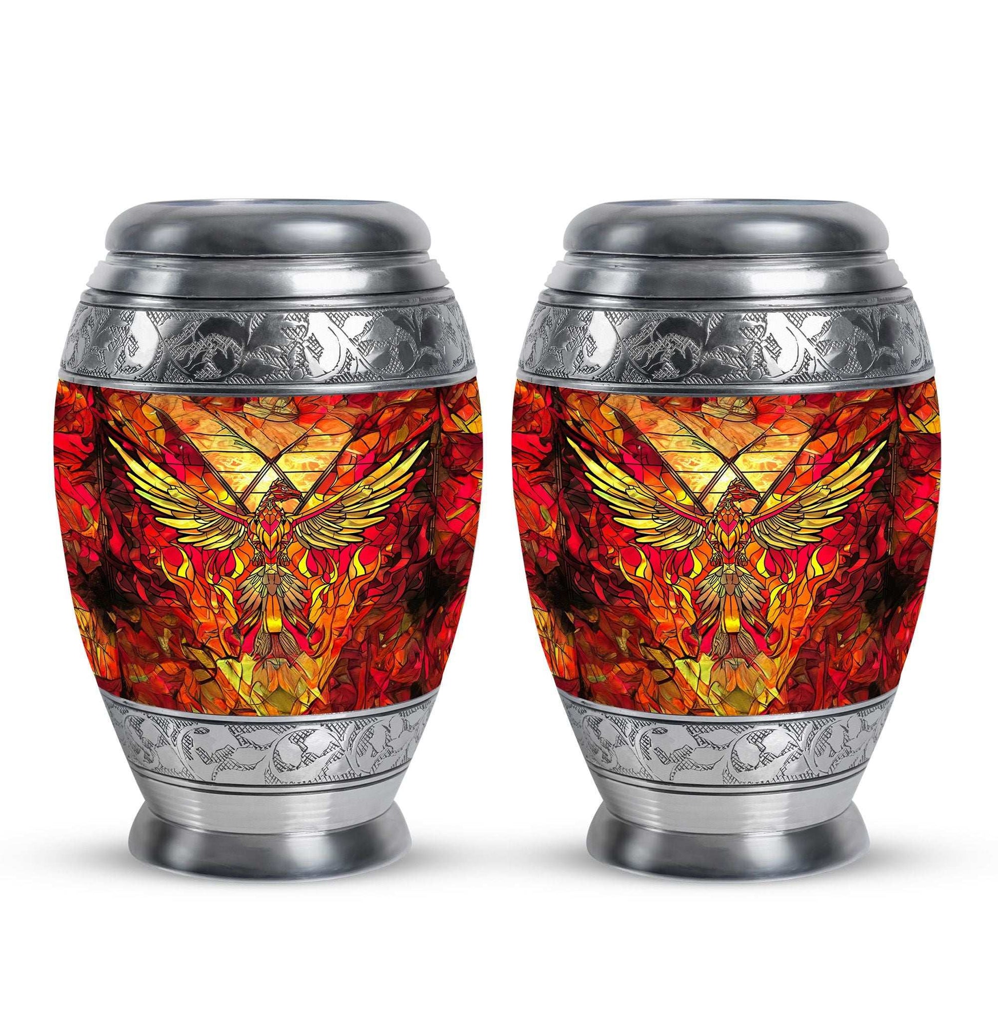 Phoenix Human Ashes Urns Large - Orange Phoenix Art Urn For Funeral