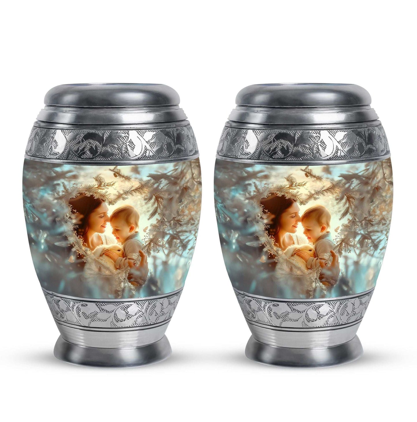 Child & Mother Memorial Urn For Human Ashes - Funeral Urn For Parents