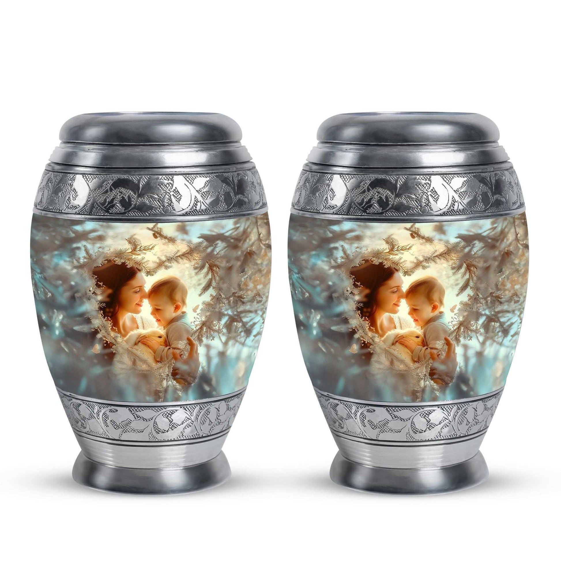 Child & Mother Memorial Urn For Human Ashes - Funeral Urn For Parents