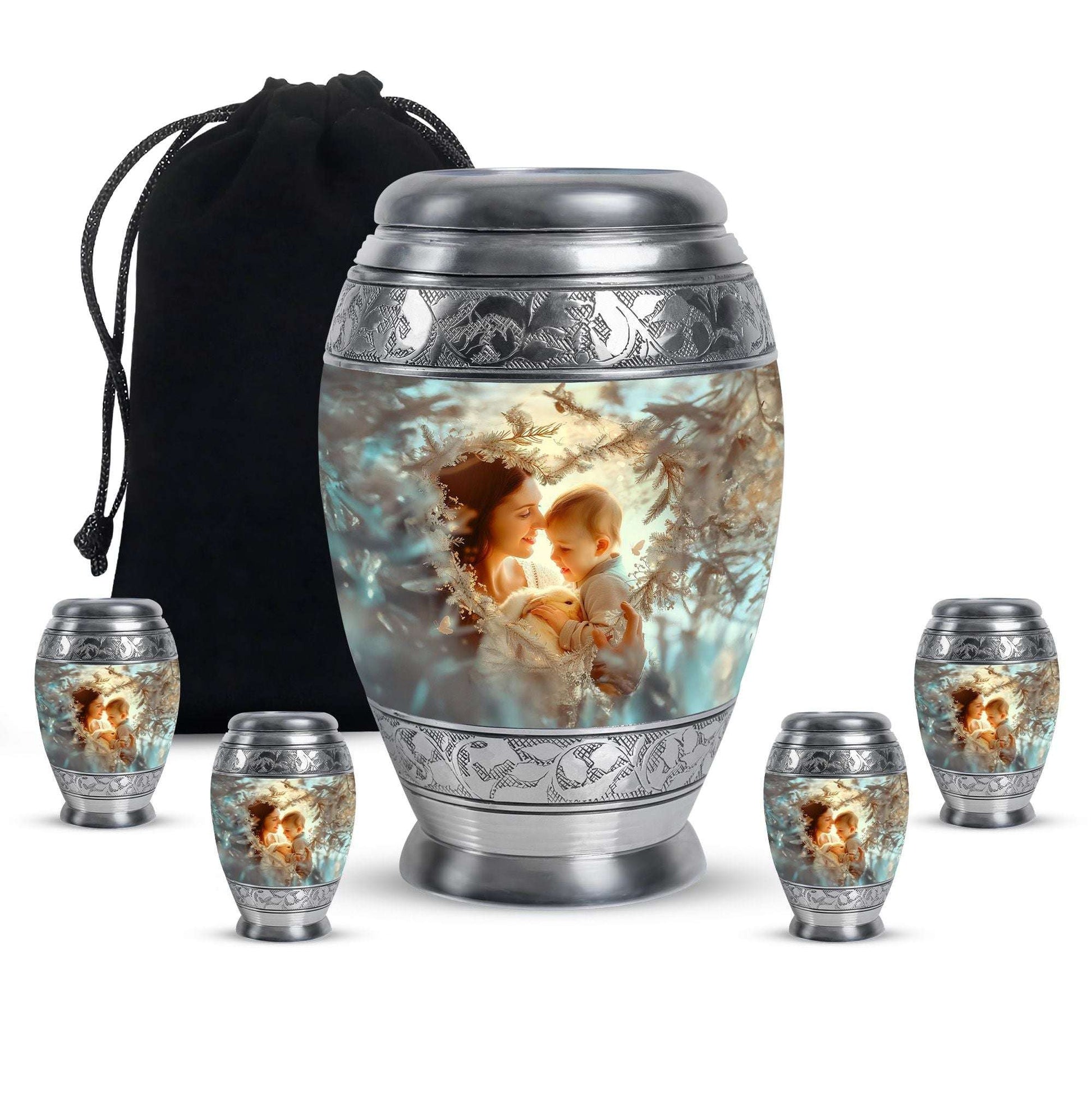 Child & Mother Memorial Urn For Human Ashes - Funeral Urn For Parents