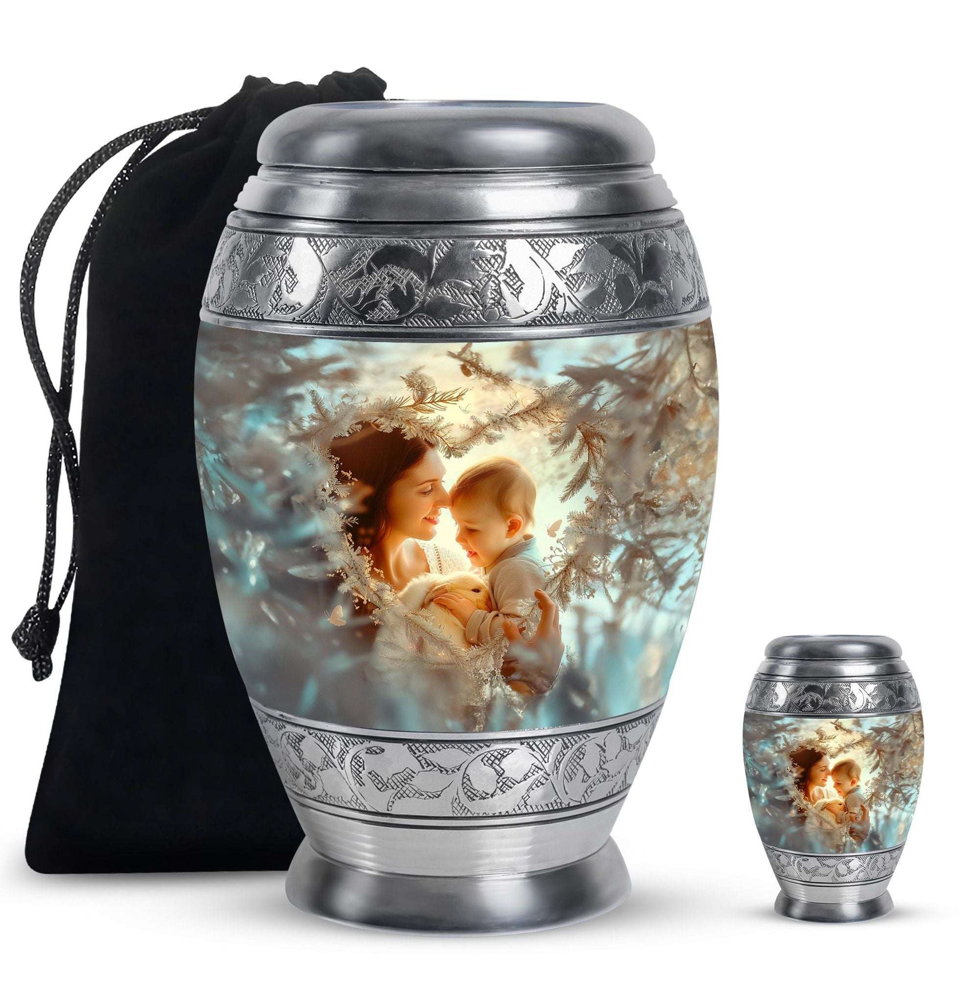 Child & Mother Memorial Urn For Human Ashes - Funeral Urn For Parents