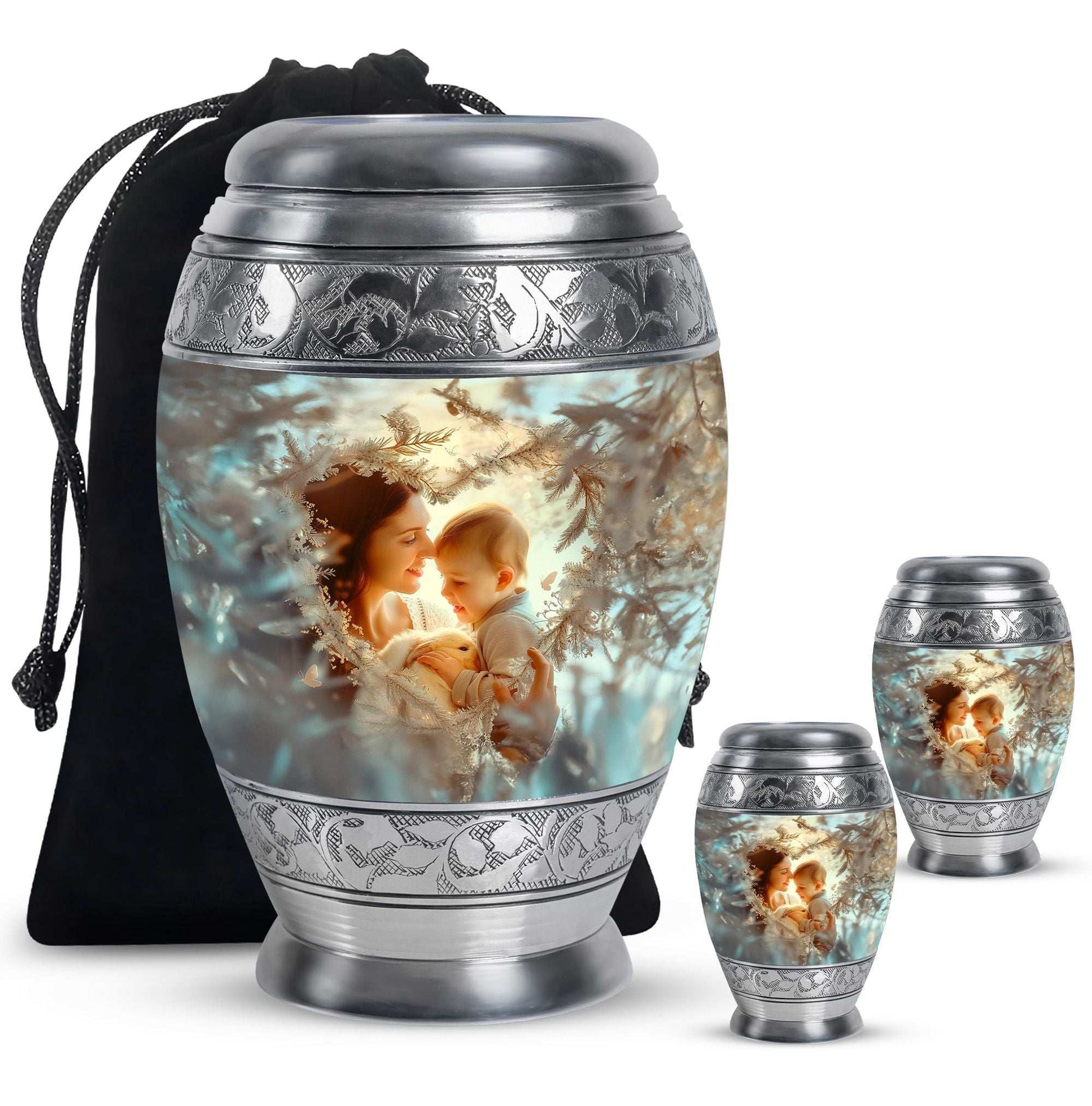 Child & Mother Memorial Urn For Human Ashes - Funeral Urn For Parents