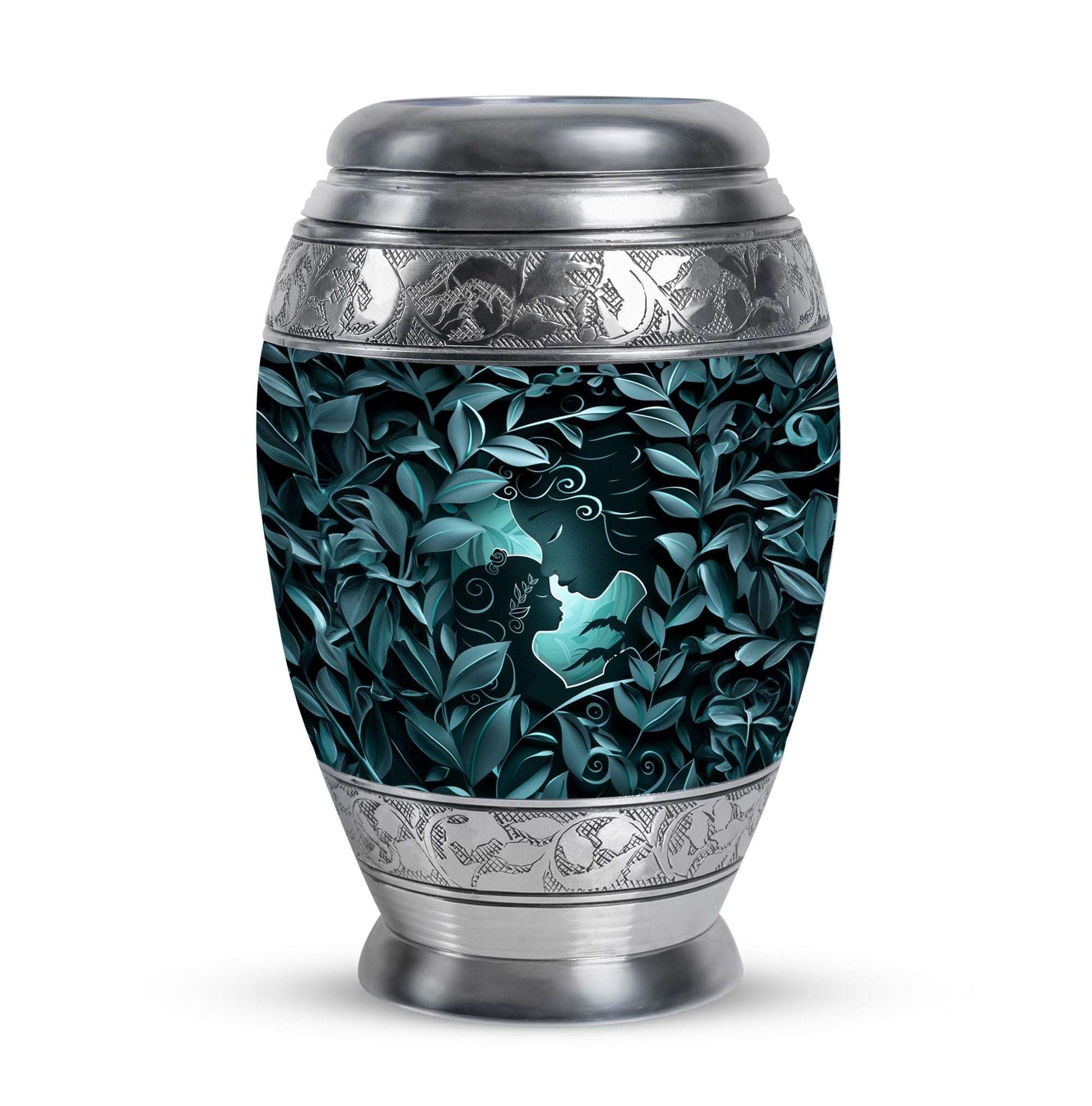 Mother & Child Keepsake For Human Ashes - Leaves Art Urn For Mom