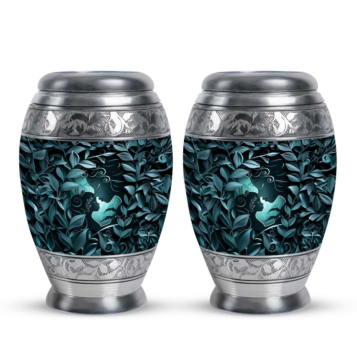 Mother & Child Keepsake For Human Ashes - Leaves Art Urn For Mom
