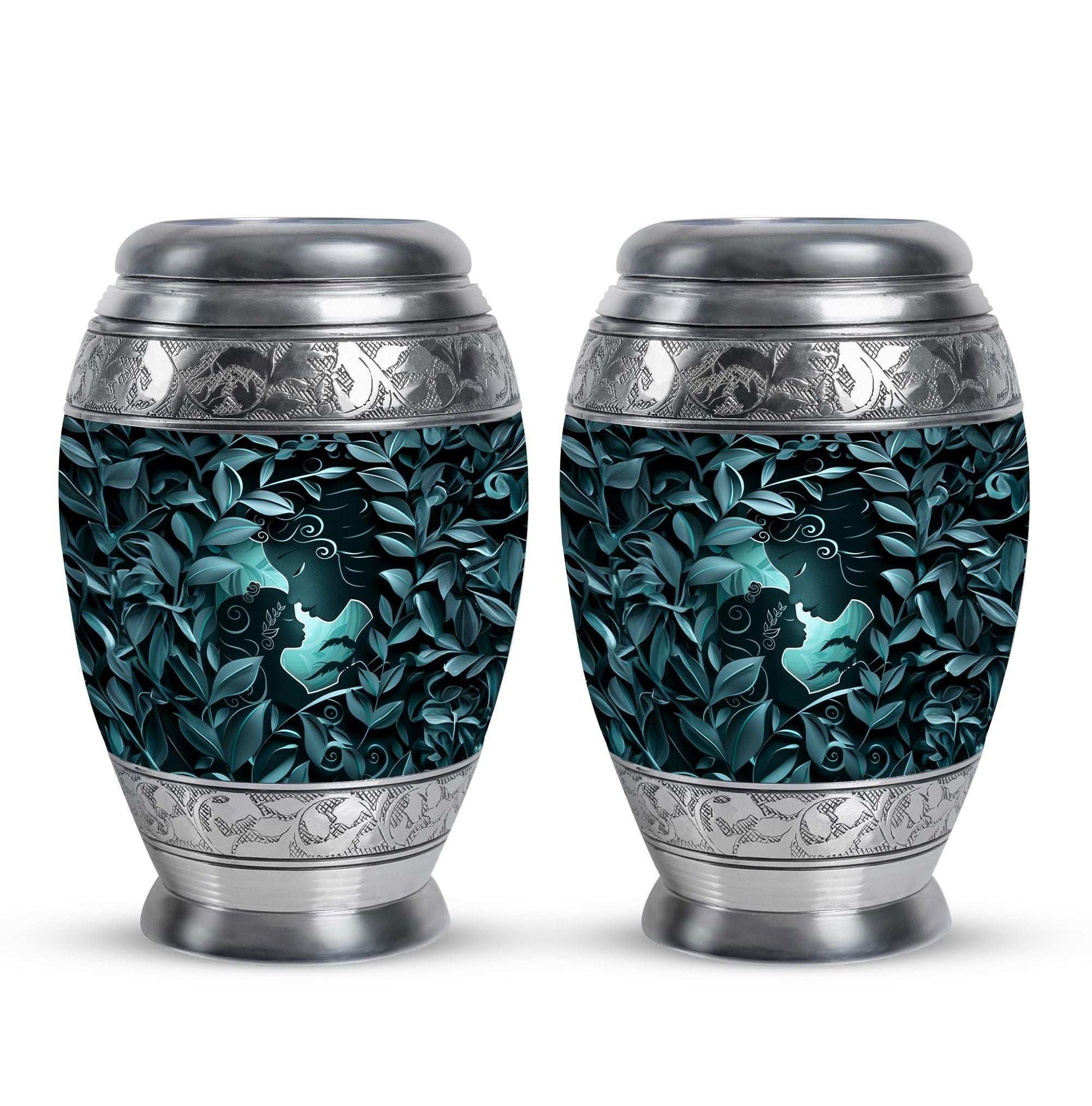Mother & Child Keepsake For Human Ashes - Leaves Art Urn For Mom