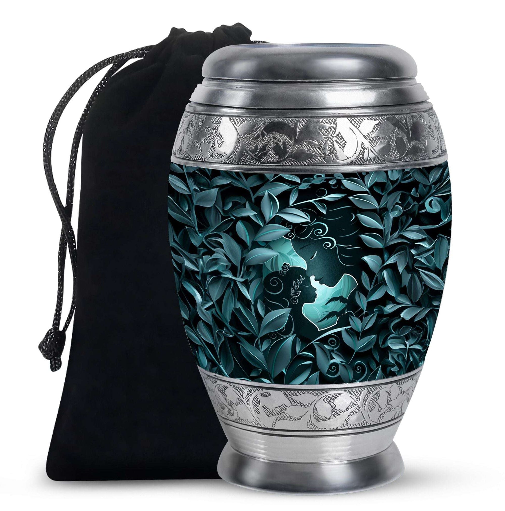 Mother & Child Keepsake For Human Ashes - Leaves Art Urn For Mom