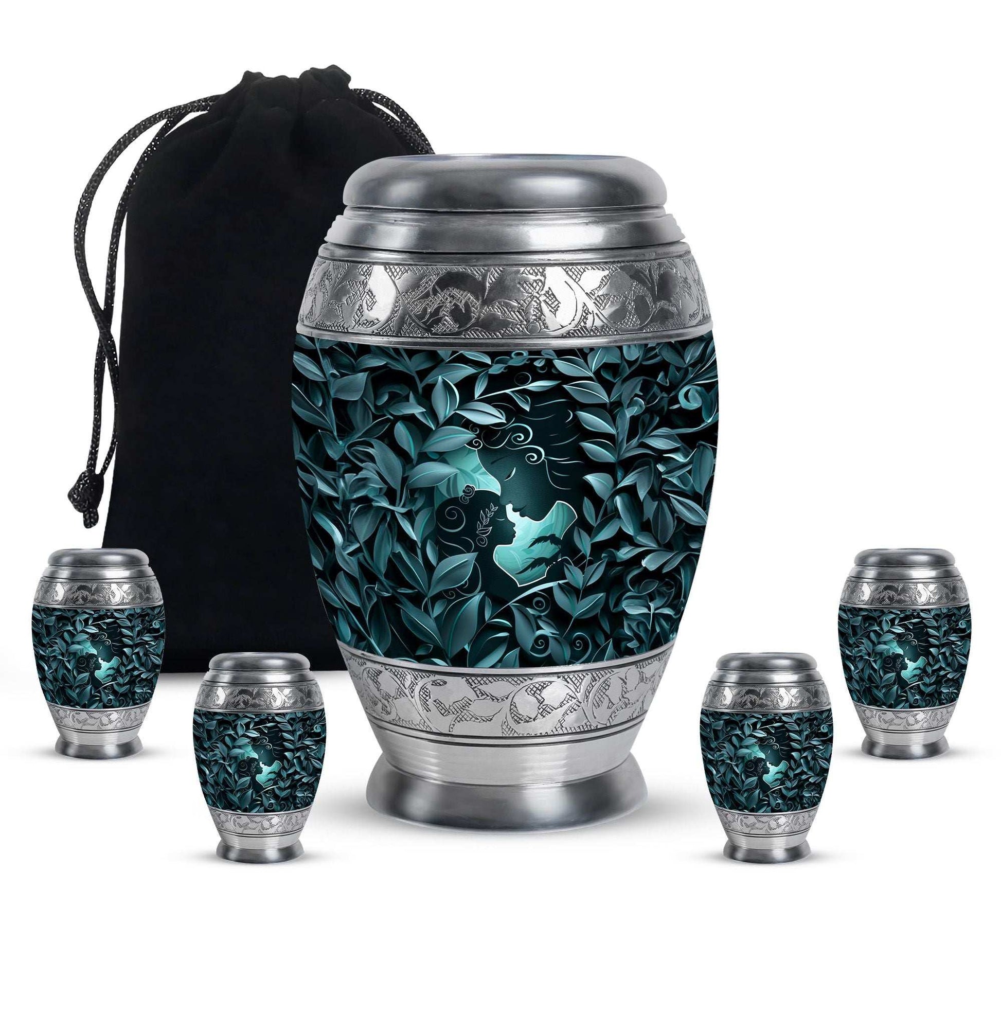 Mother & Child Keepsake For Human Ashes - Leaves Art Urn For Mom