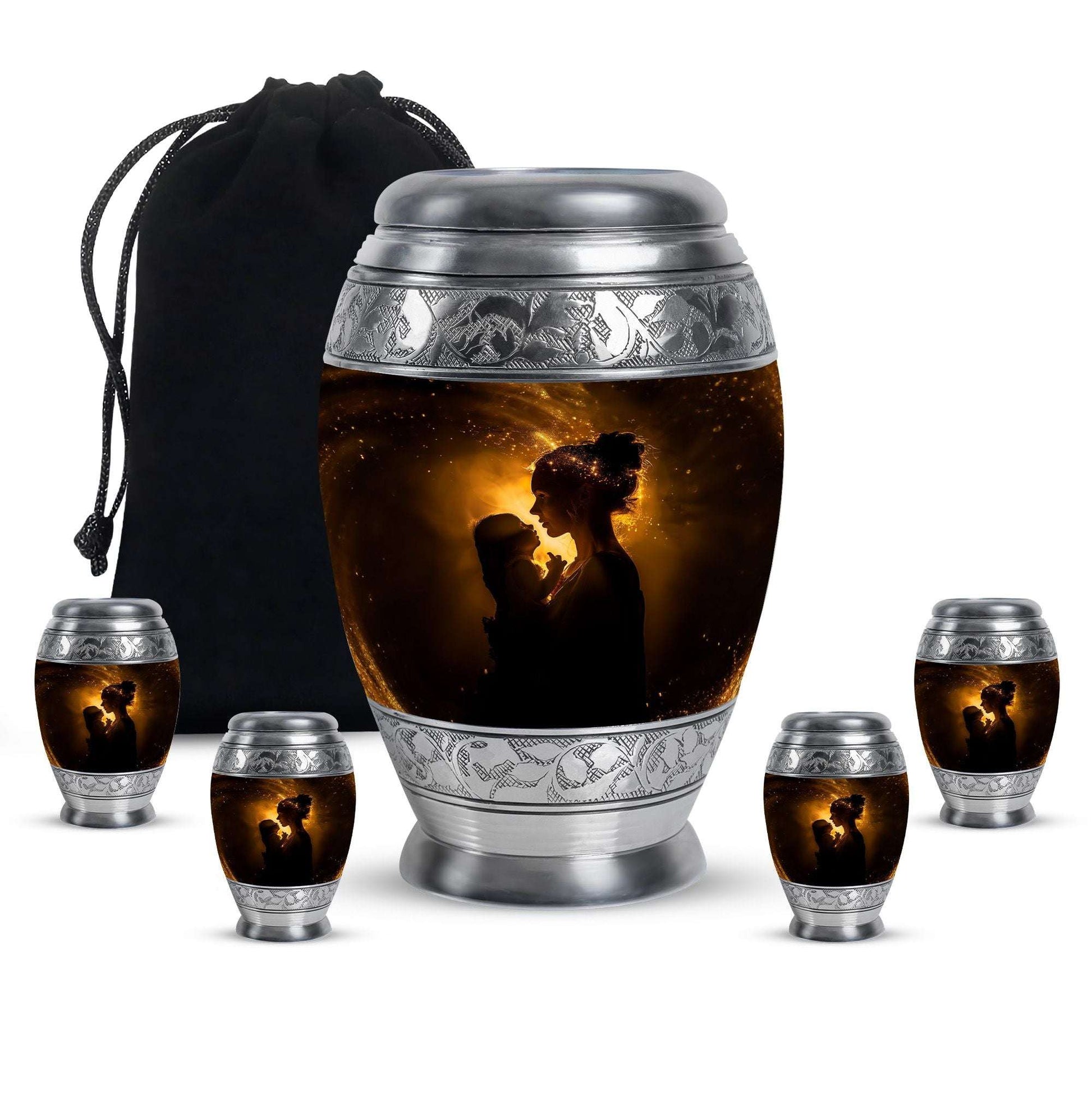 Mother And Child Memorial Urns For Ashes - Cremation Urn For Mother