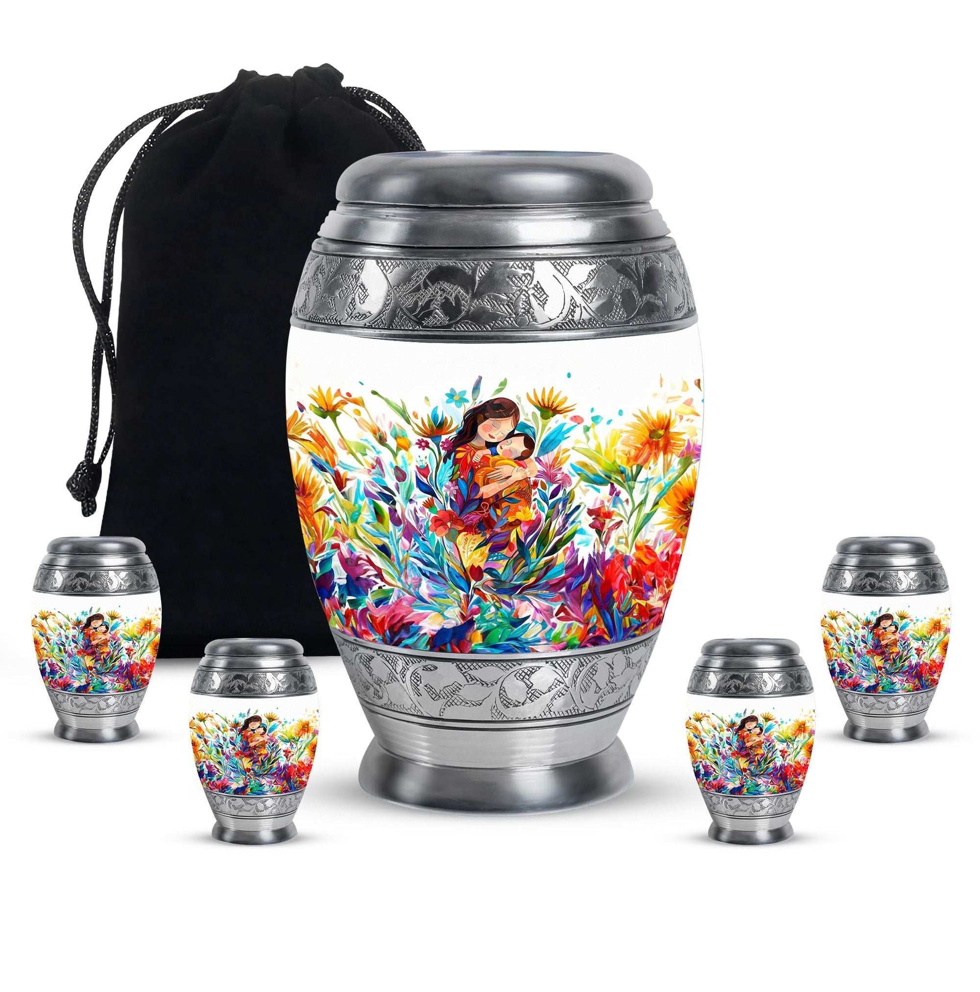 Mother Love Urn for Human Ashes – Colorful Mother's Art Memorial Urn