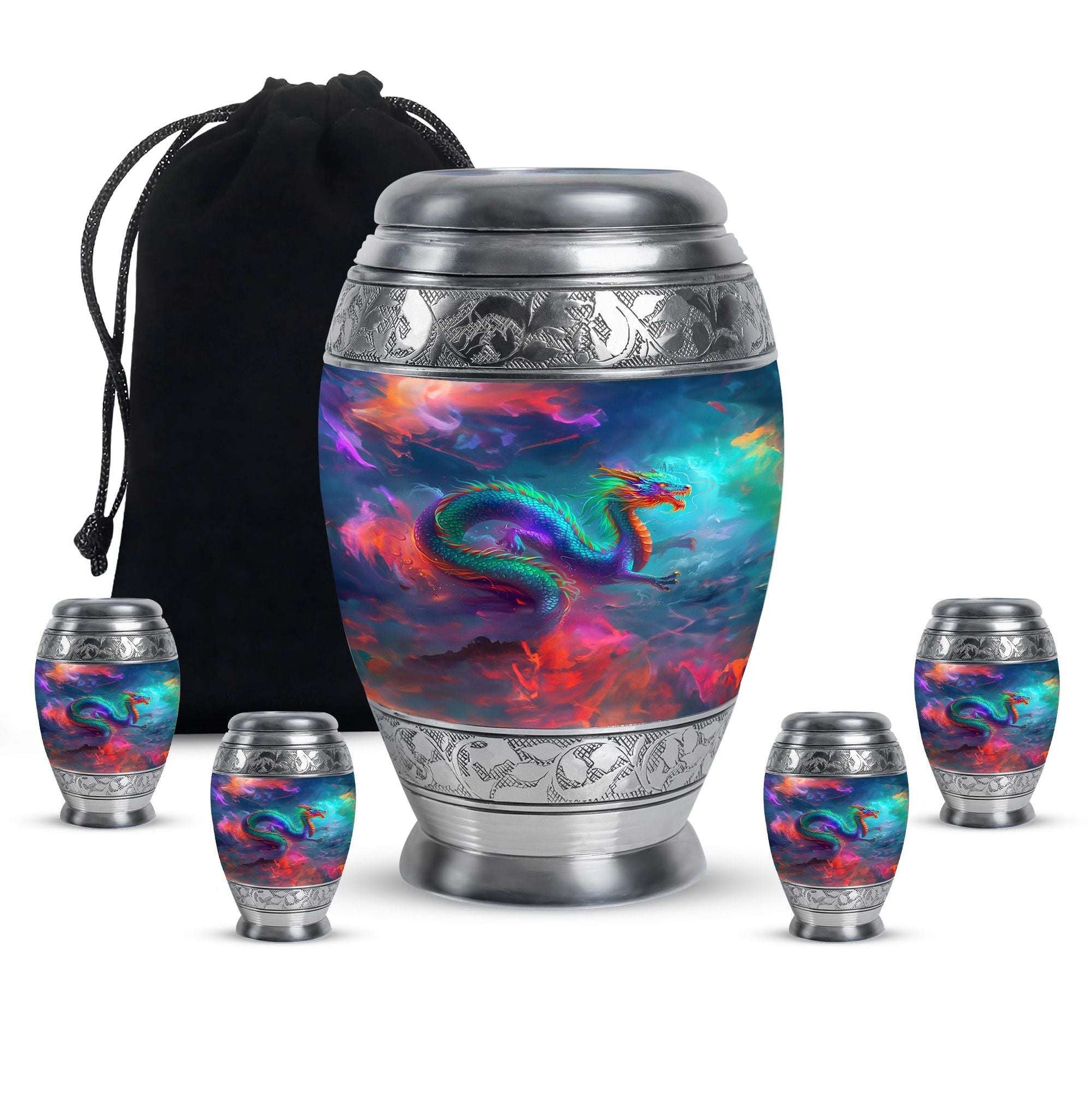 Colorful Dragon Small Urns For Women - Majestic Dragon Memorial Urn
