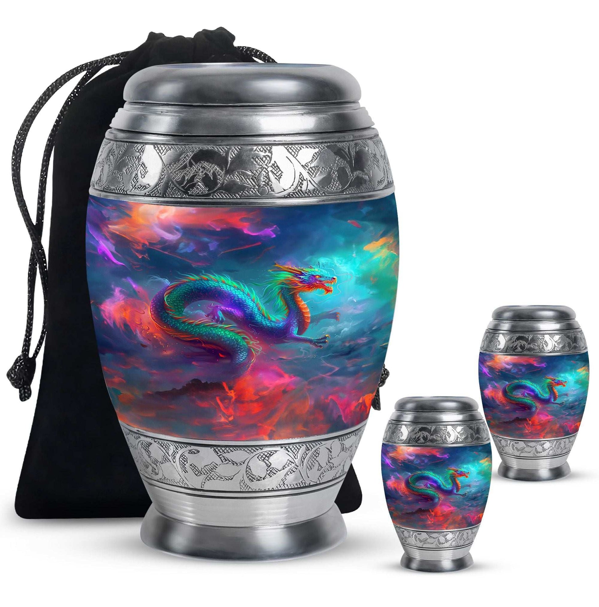 Colorful Dragon Small Urns For Women - Majestic Dragon Memorial Urn