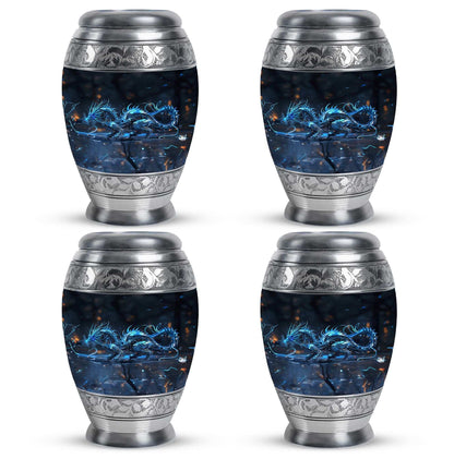 Blue Dragon Cremation Urn For Ashes - Robotic Dragon Ashes Memorial Urn