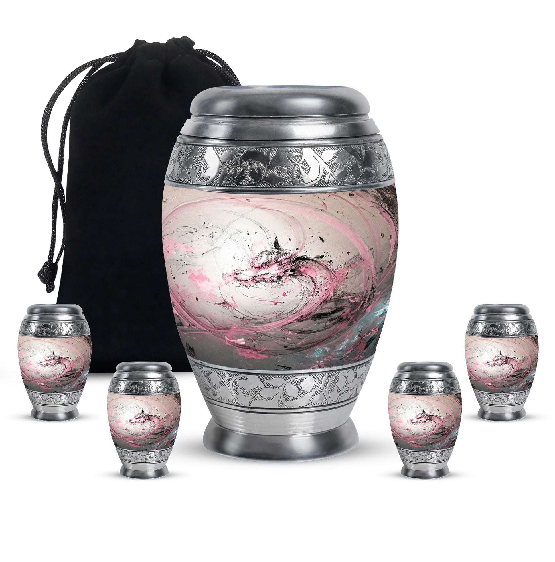 Pink Dragon Keepsake & Large Cremation Urns For Human Ashes