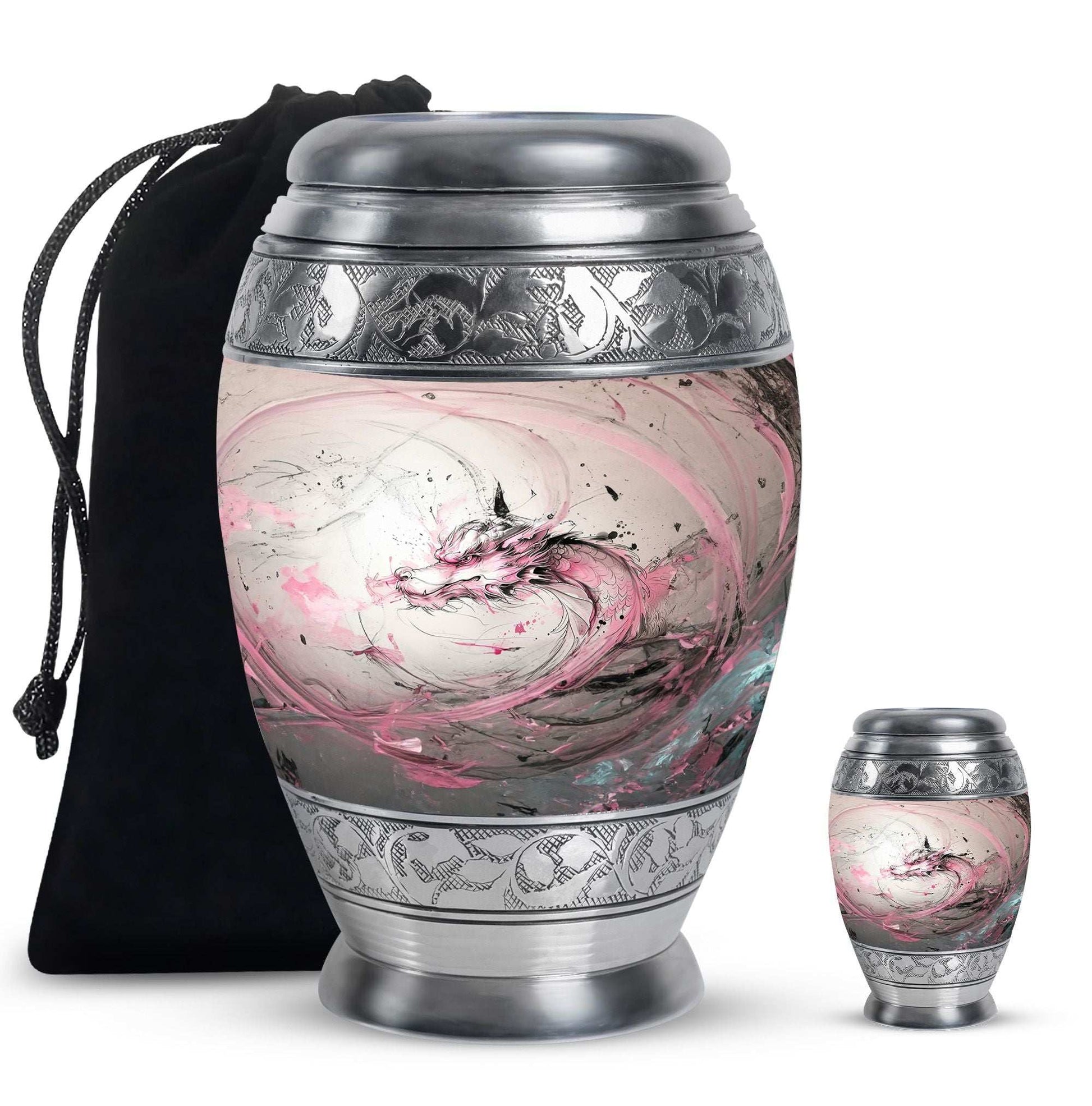 Pink Dragon Keepsake & Large Cremation Urns For Human Ashes