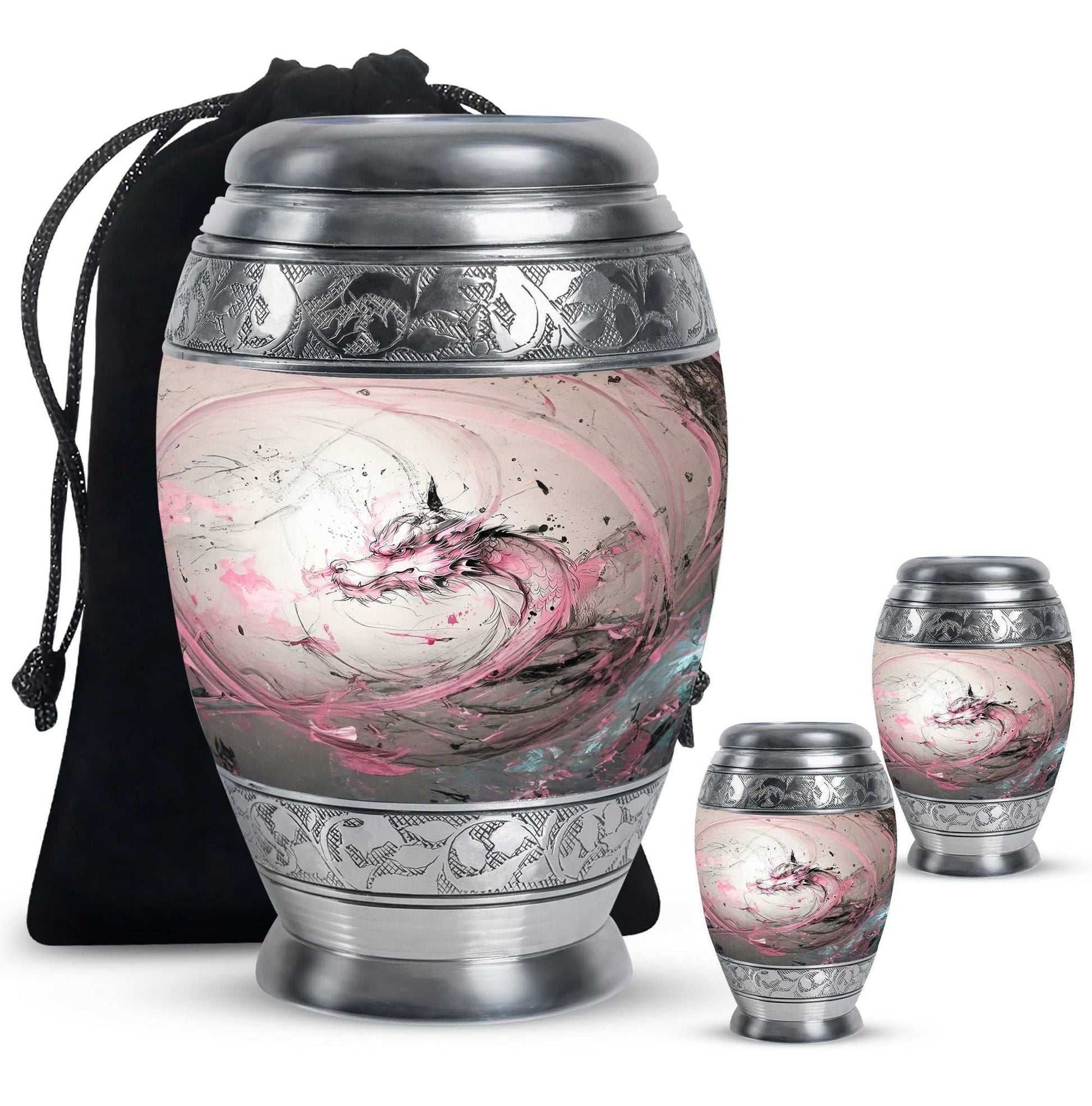 Pink Dragon Keepsake & Large Cremation Urns For Human Ashes