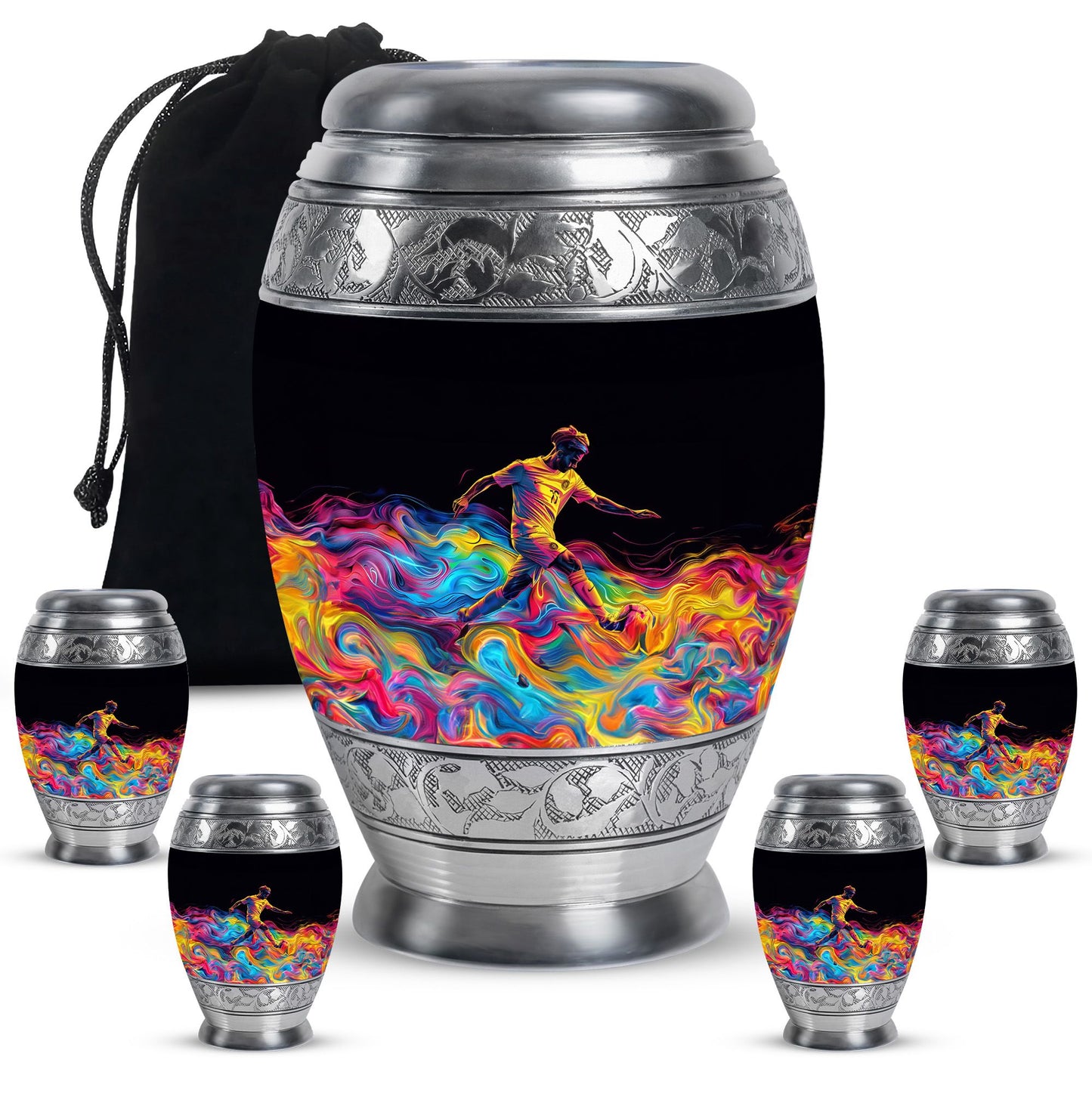 Personalized Soccer Cremation Urn for Human Ashes - 10-inch, 200 cu in - Yatskia
