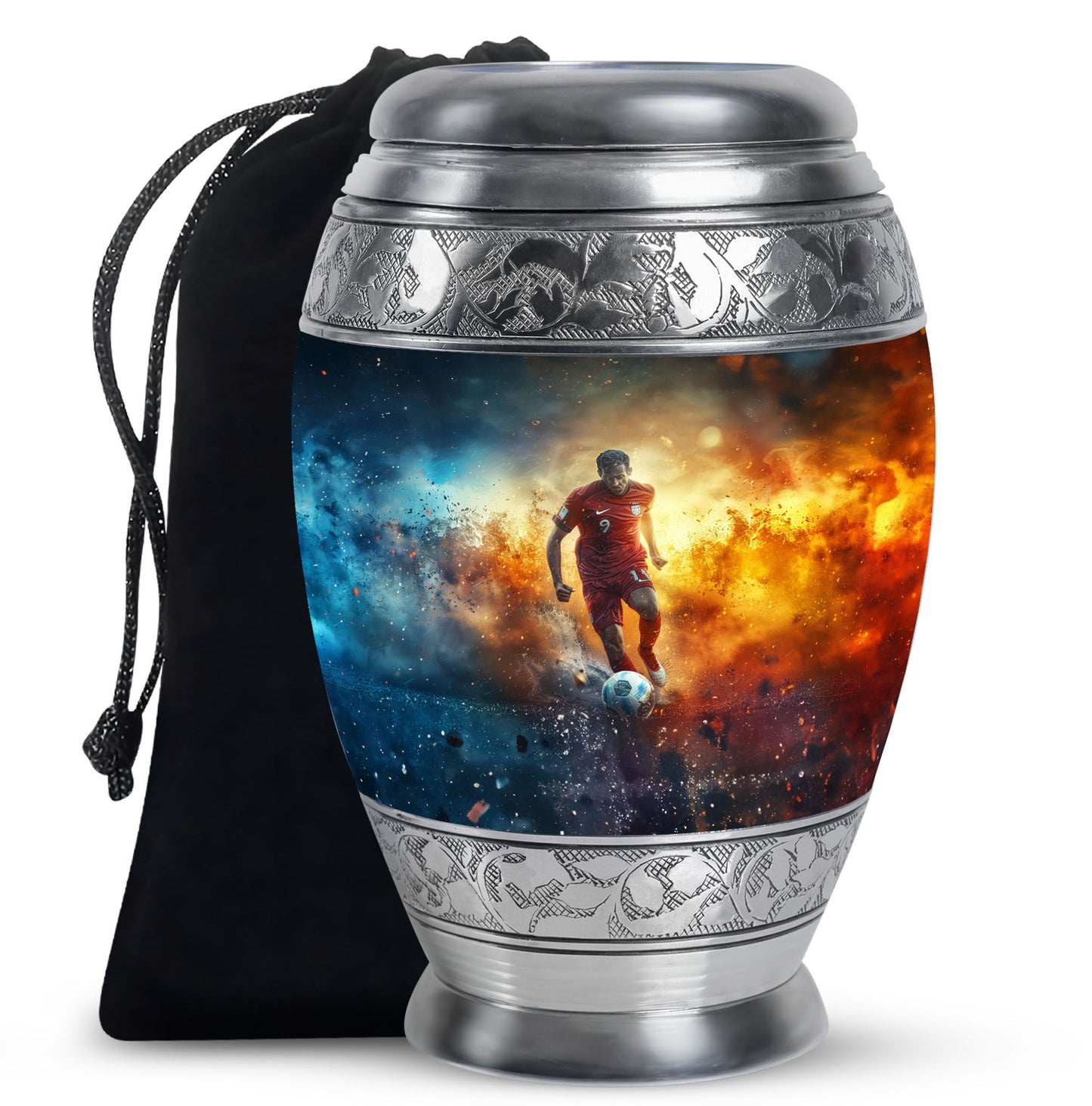 Personalized Soccer Cremation Urn for Human Ashes - 10-inch, 200 cu in - Yatskia