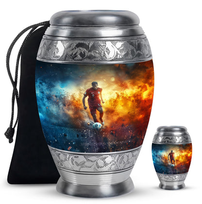 Personalized Soccer Cremation Urn for Human Ashes - 10-inch, 200 cu in - Yatskia