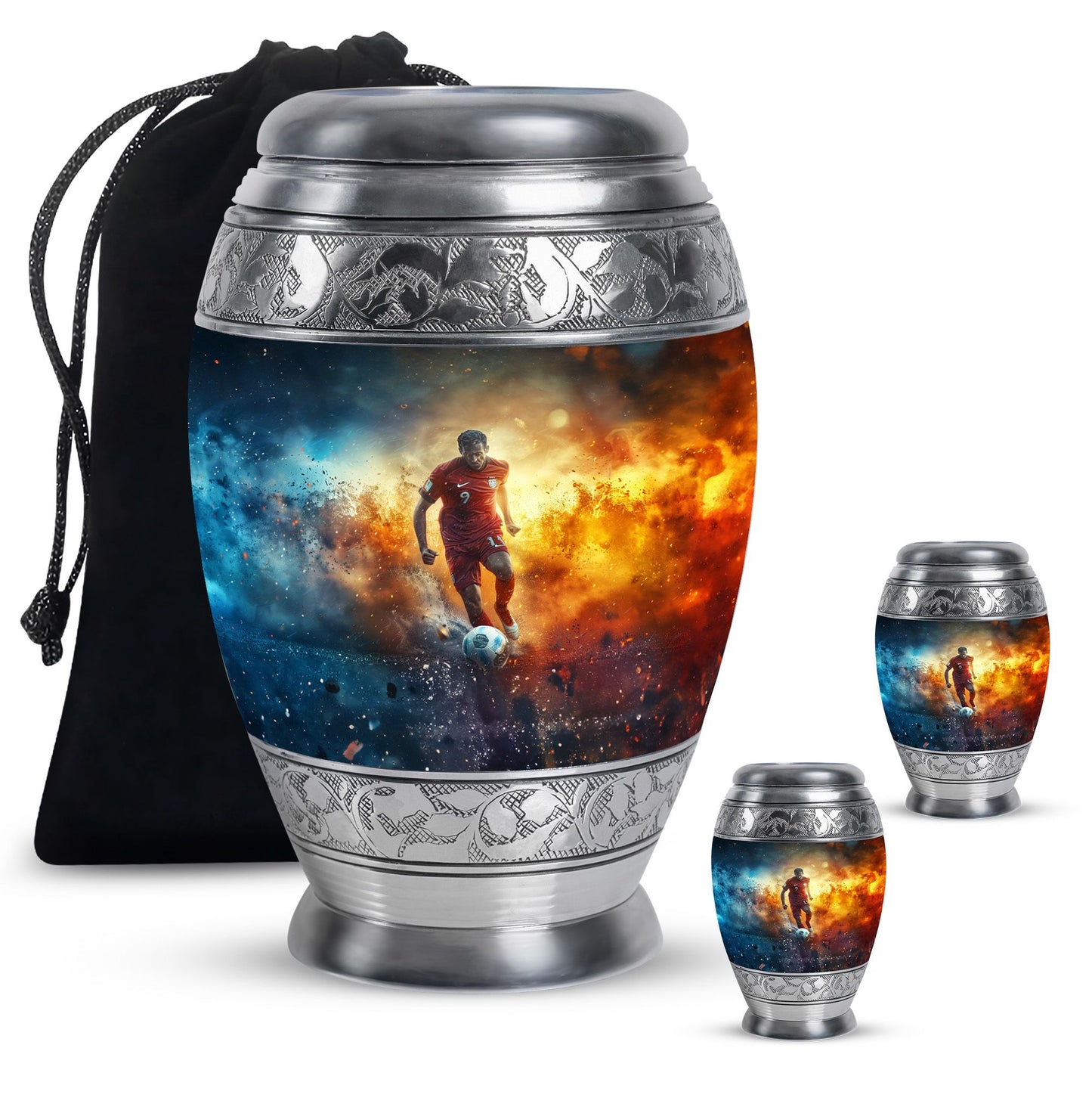 Personalized Soccer Cremation Urn for Human Ashes - 10-inch, 200 cu in - Yatskia