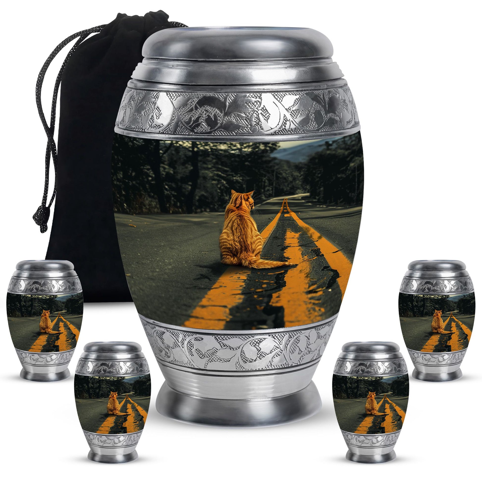 Orange Cat Mini Keepsake Funeral, Ashes Cremation Urn For Ashes