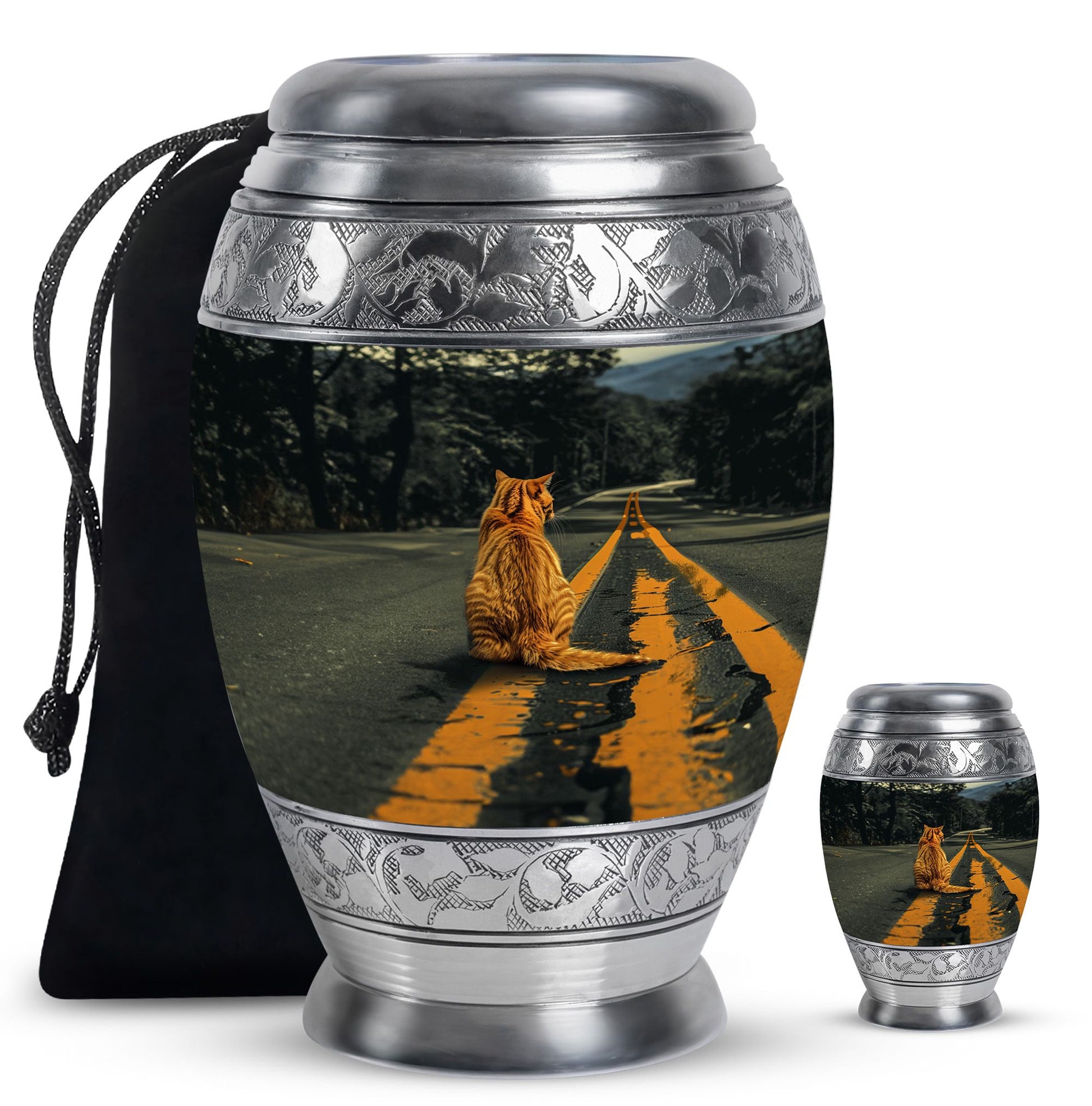 Orange Cat Mini Keepsake Funeral, Ashes Cremation Urn For Ashes