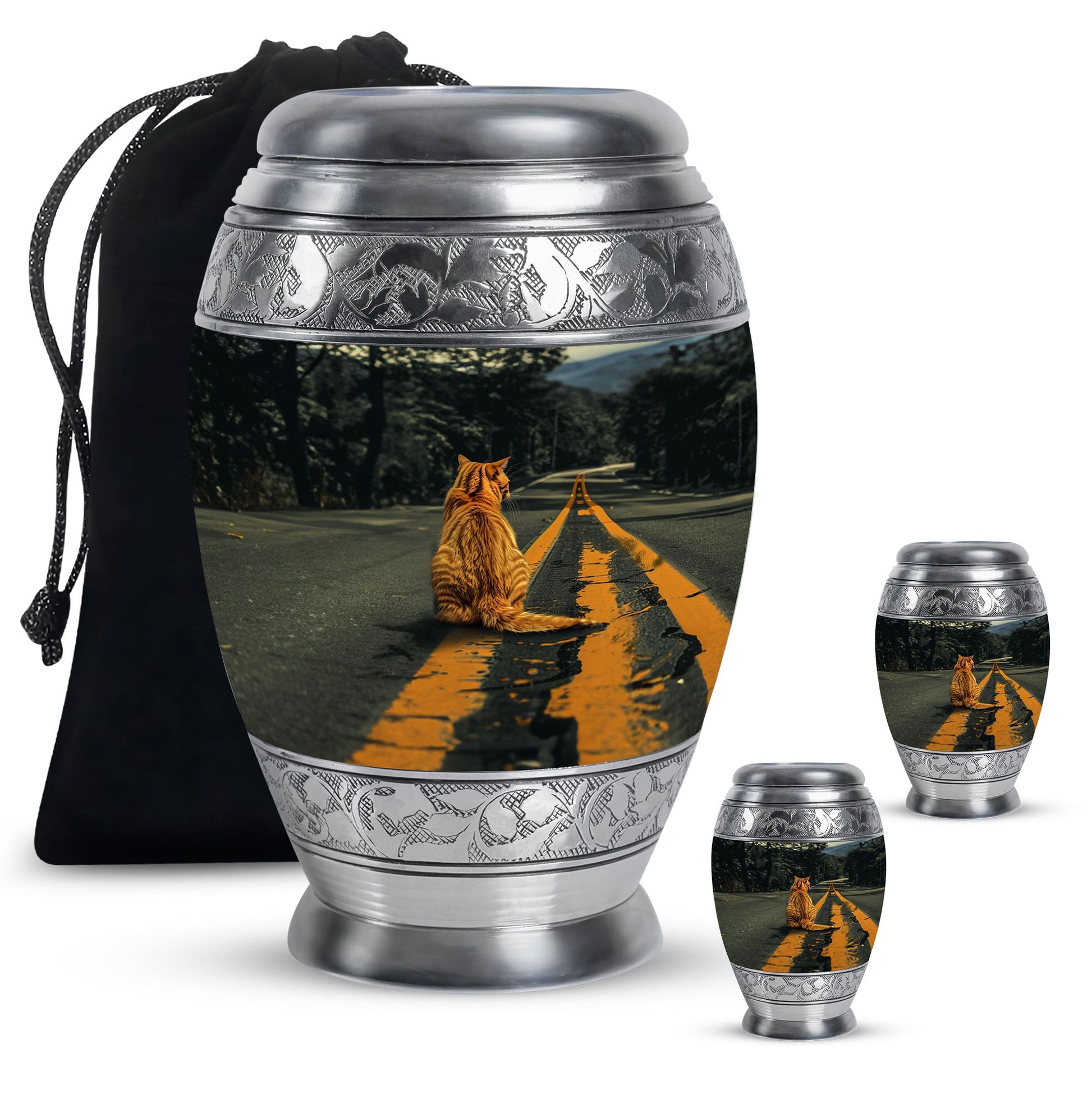 Orange Cat Mini Keepsake Funeral, Ashes Cremation Urn For Ashes