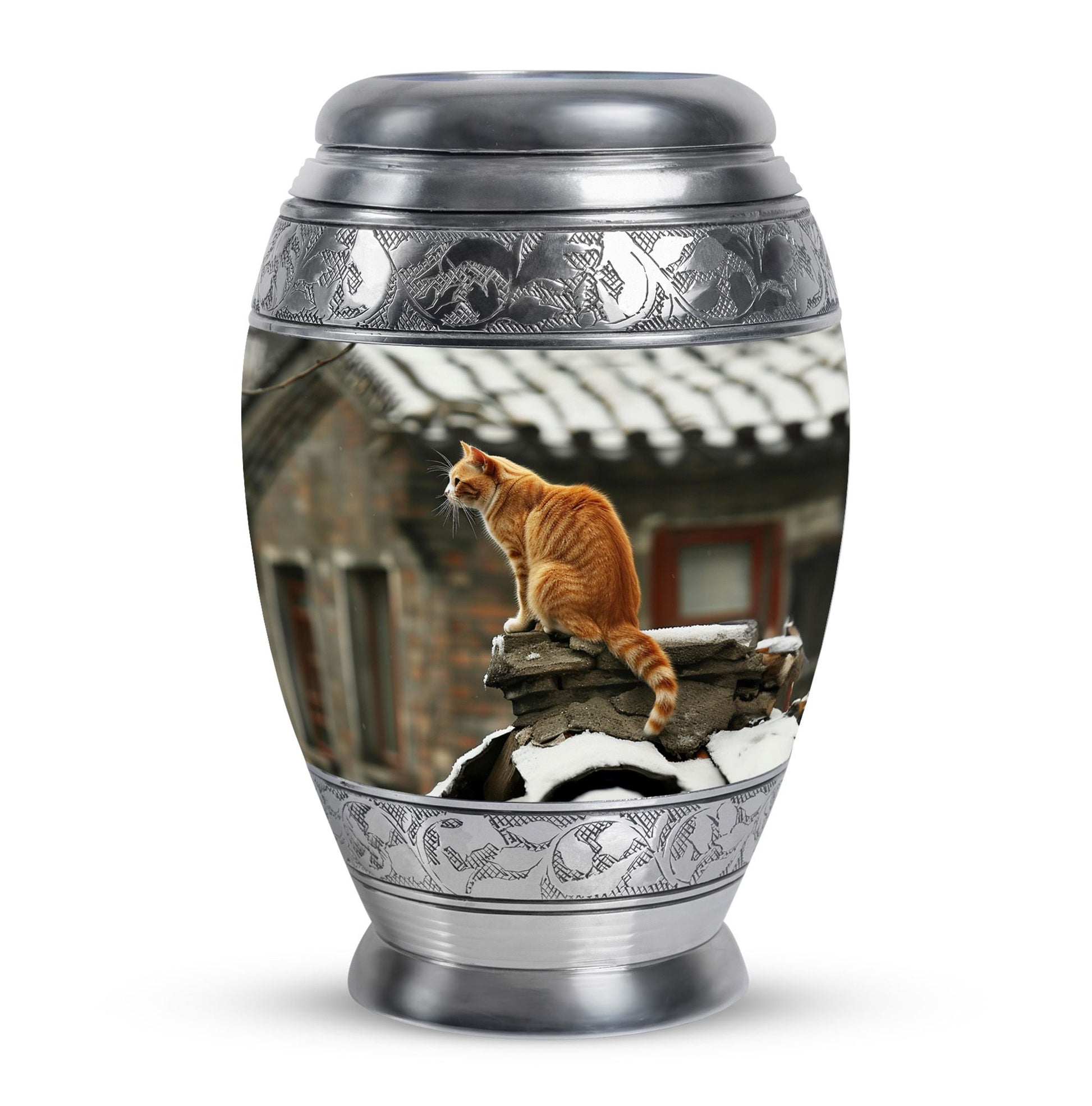 Orange Cat Keepsake For Ashes Large Funeral, Ashes Urn For Ashes