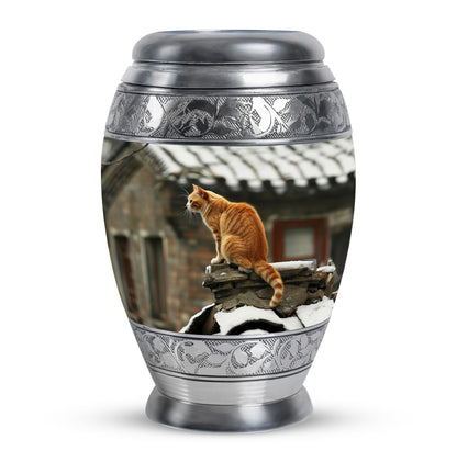 Orange Personalized Cat Keepsake Urn for Pet Ashes - Yatskia