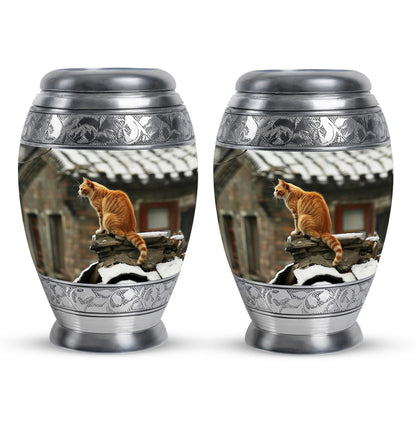 Orange Personalized Cat Keepsake Urn for Pet Ashes - Yatskia