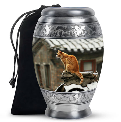 Orange Personalized Cat Keepsake Urn for Pet Ashes - Yatskia