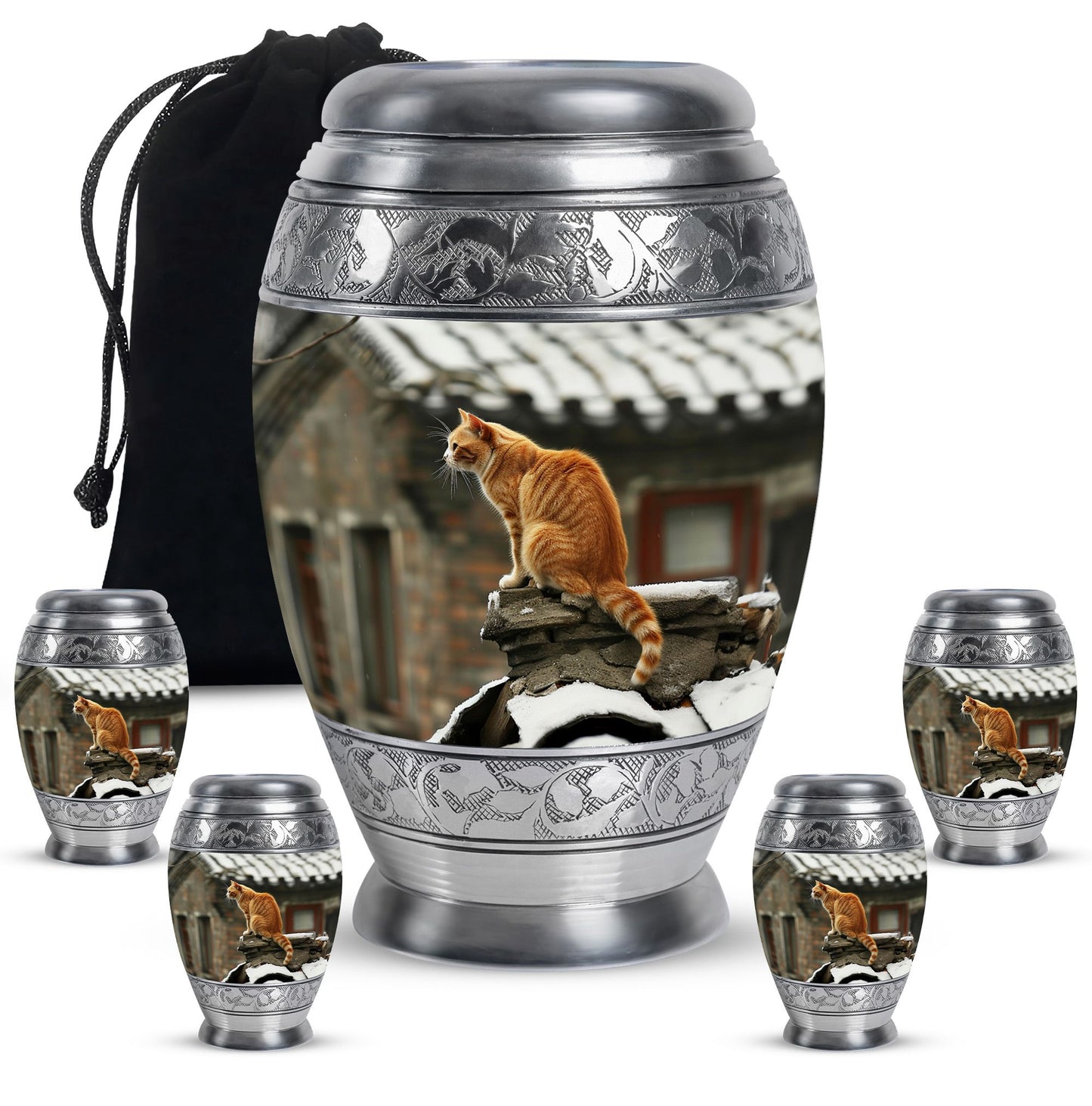 Orange Personalized Cat Keepsake Urn for Pet Ashes - Yatskia