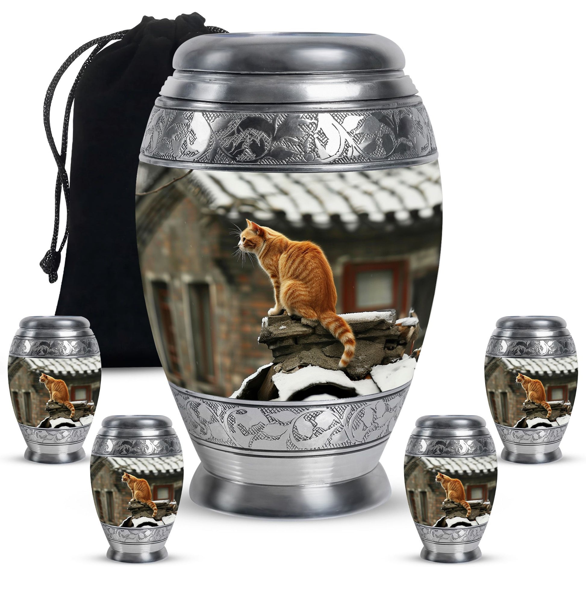 Orange Cat Keepsake For Ashes Large Funeral, Ashes Urn For Ashes