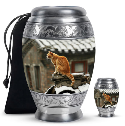 Orange Personalized Cat Keepsake Urn for Pet Ashes - Yatskia