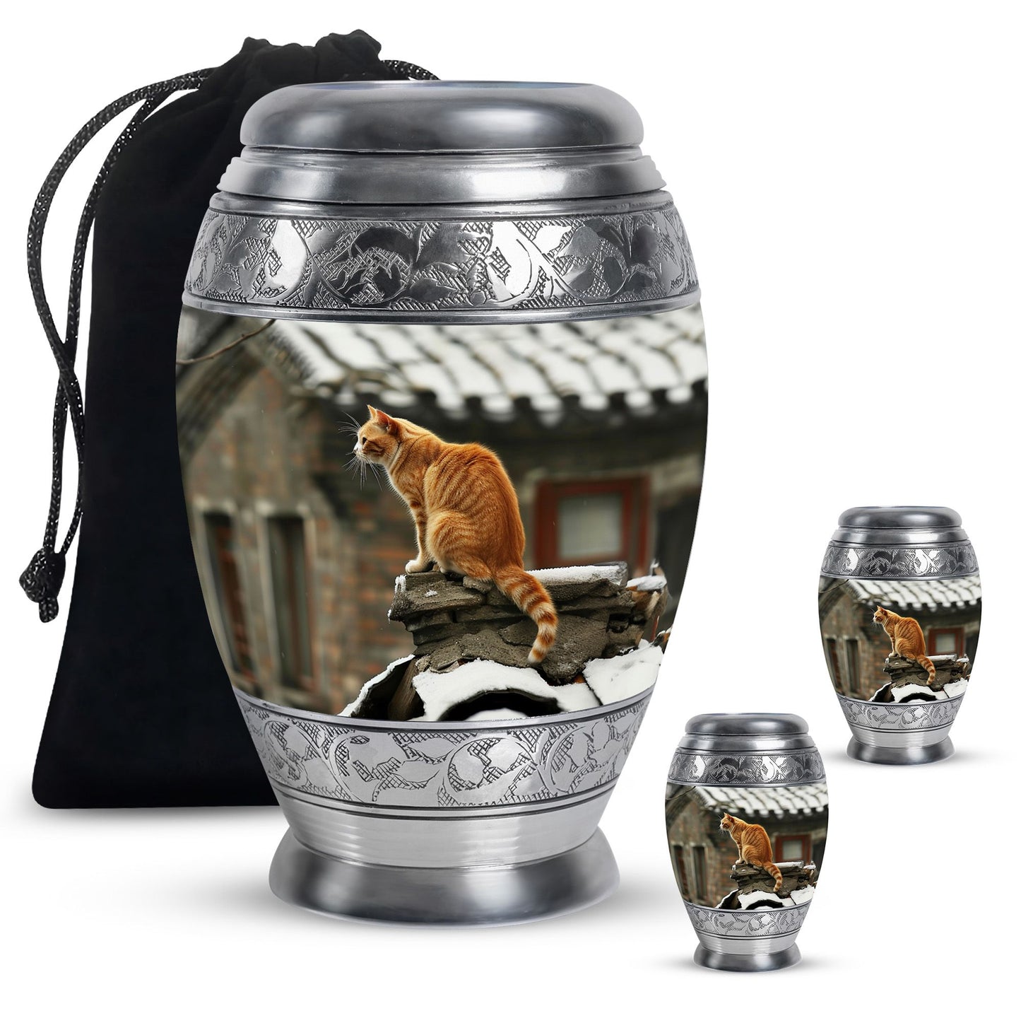 Orange Personalized Cat Keepsake Urn for Pet Ashes - Yatskia