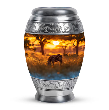 Personalized Zebra Keepsake Urn for Human Ashes - 10-inch, 200 cu in - Yatskia