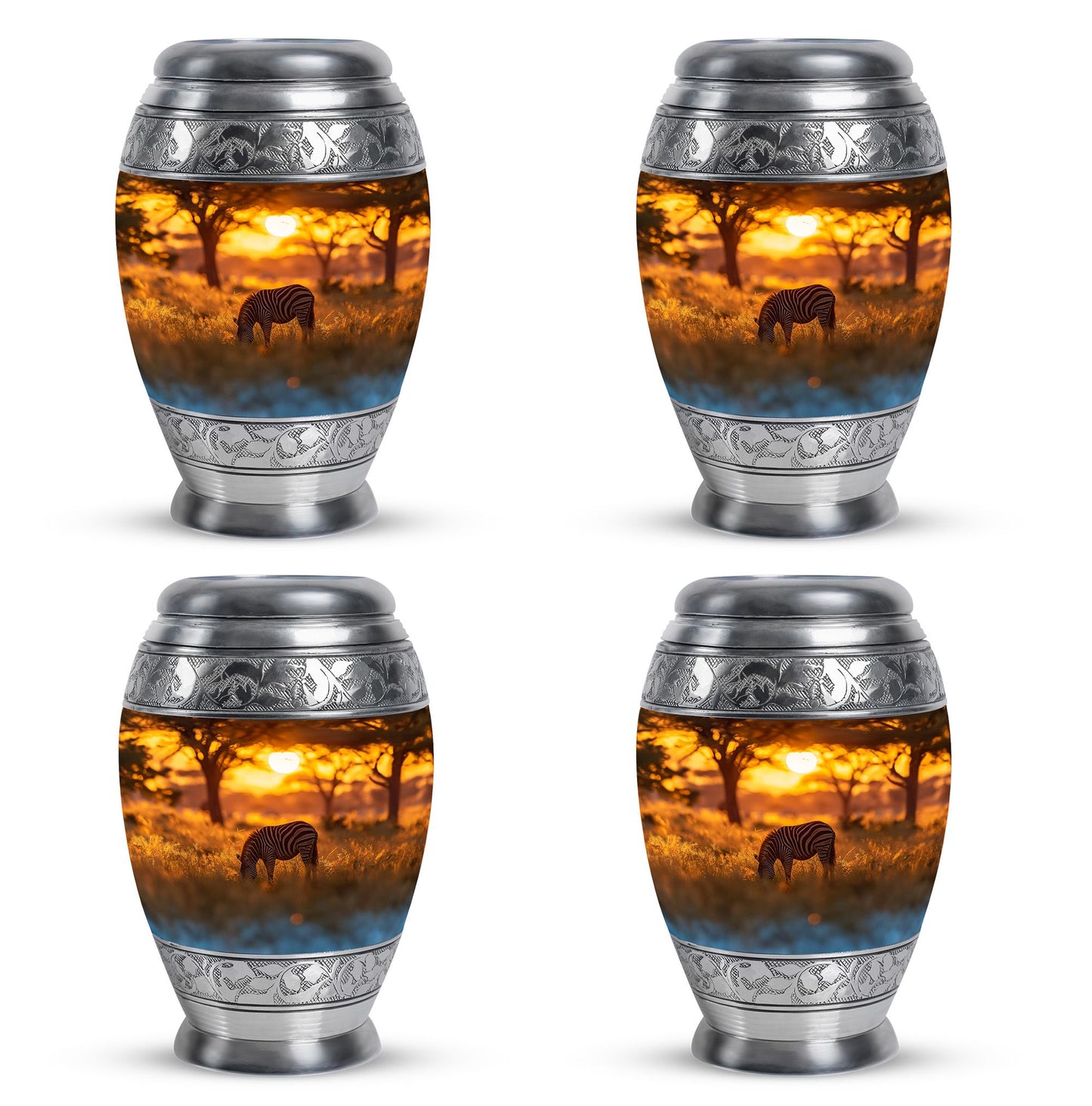 Personalized Zebra Keepsake Urn for Human Ashes - 10-inch, 200 cu in - Yatskia