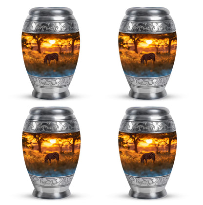 Personalized Zebra Keepsake Urn for Human Ashes - 10-inch, 200 cu in - Yatskia
