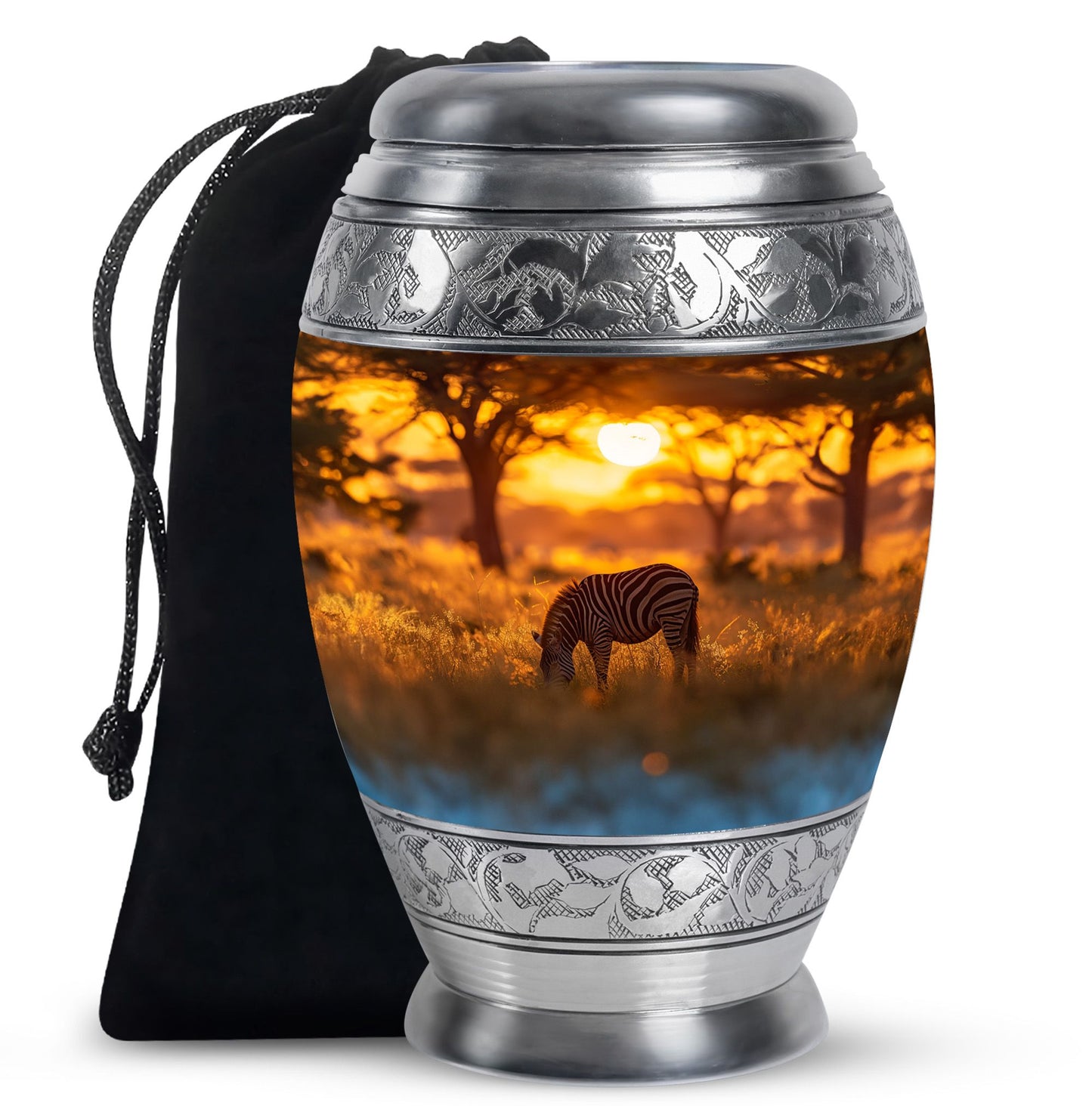 Personalized Zebra Keepsake Urn for Human Ashes - 10-inch, 200 cu in - Yatskia