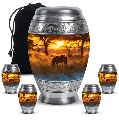 Personalized Zebra Keepsake Urn for Human Ashes - 10-inch, 200 cu in - Yatskia