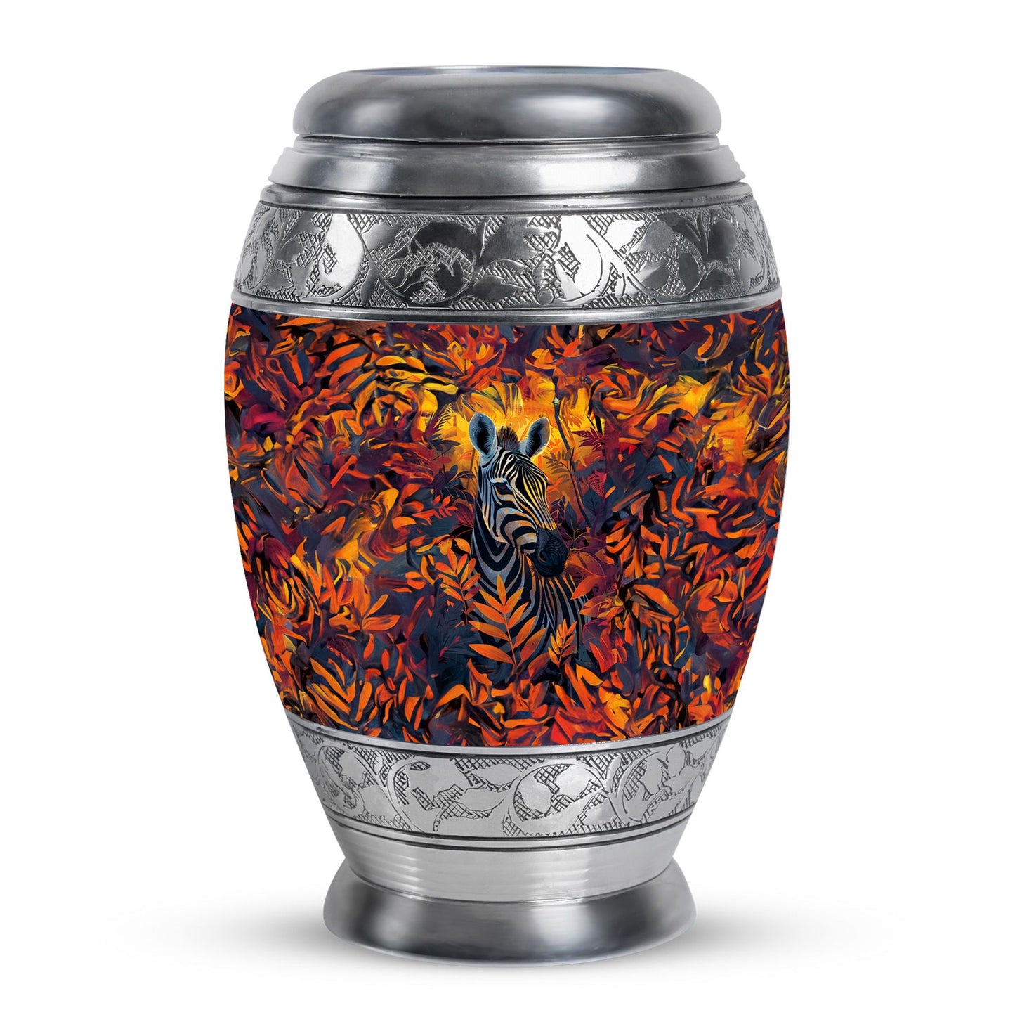 Personalized Zebra Keepsake Urn for Human Ashes - 10-inch, 200 cu in - Yatskia