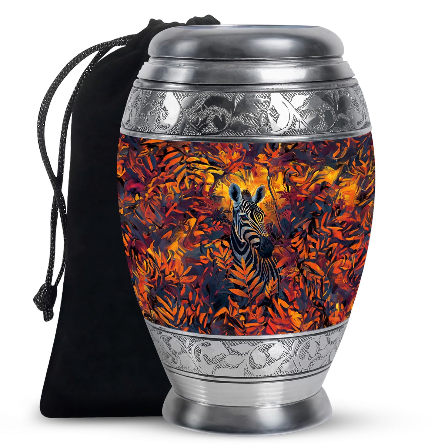 Personalized Zebra Keepsake Urn for Human Ashes - 10-inch, 200 cu in - Yatskia