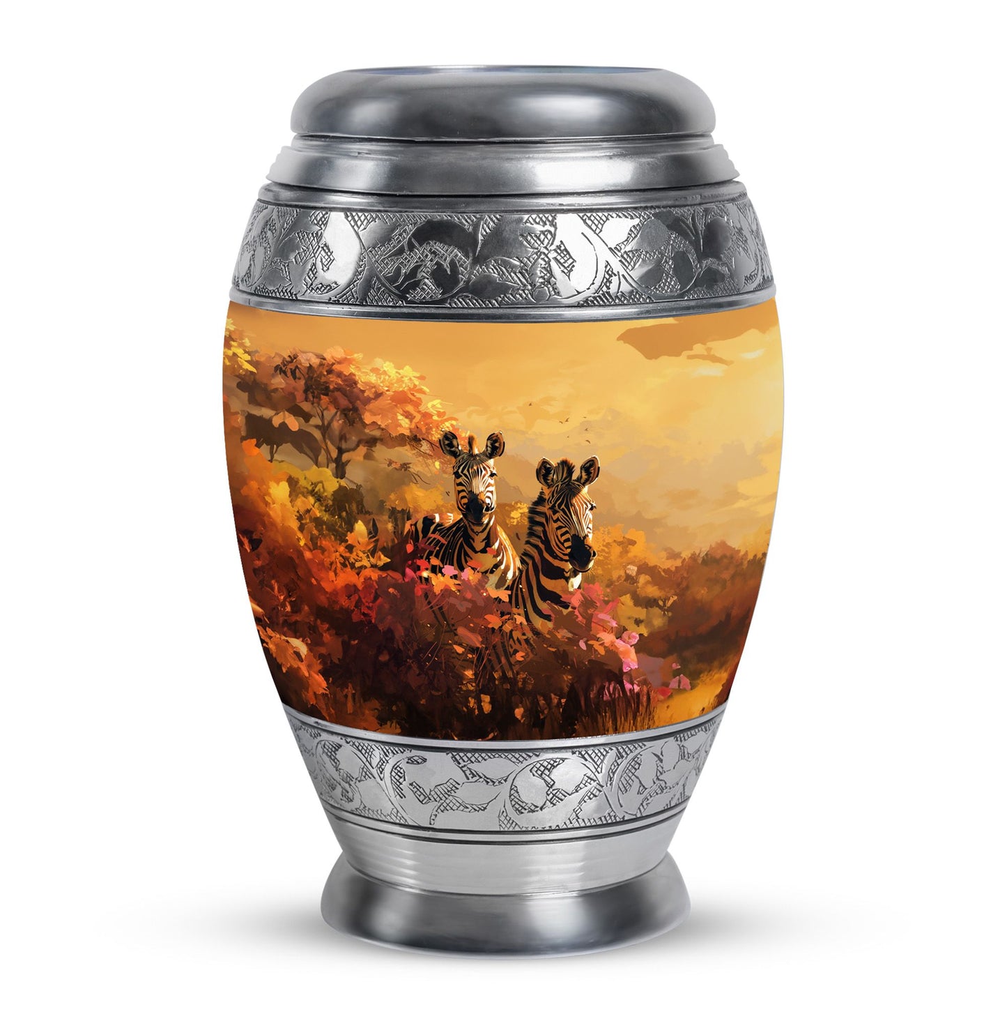 Personalized Zebra Cremation Urn for Human Ashes - 10-inch, 200 cu in - Yatskia